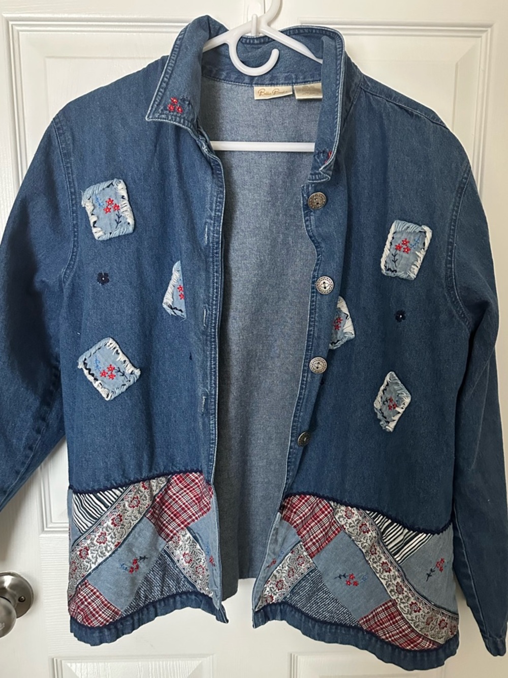 Bobbie Brooks Blue Denim Shirt Jacket with Gold Logo Tag